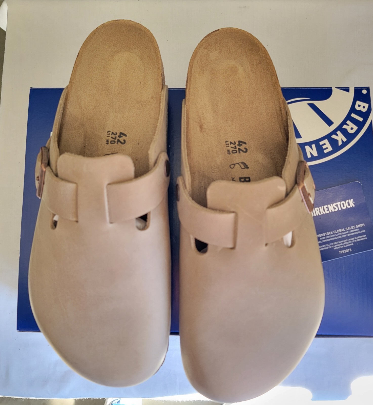 Birkenstock Boston Bs Color Tabacco Brown Waxy Leather Regular Wide