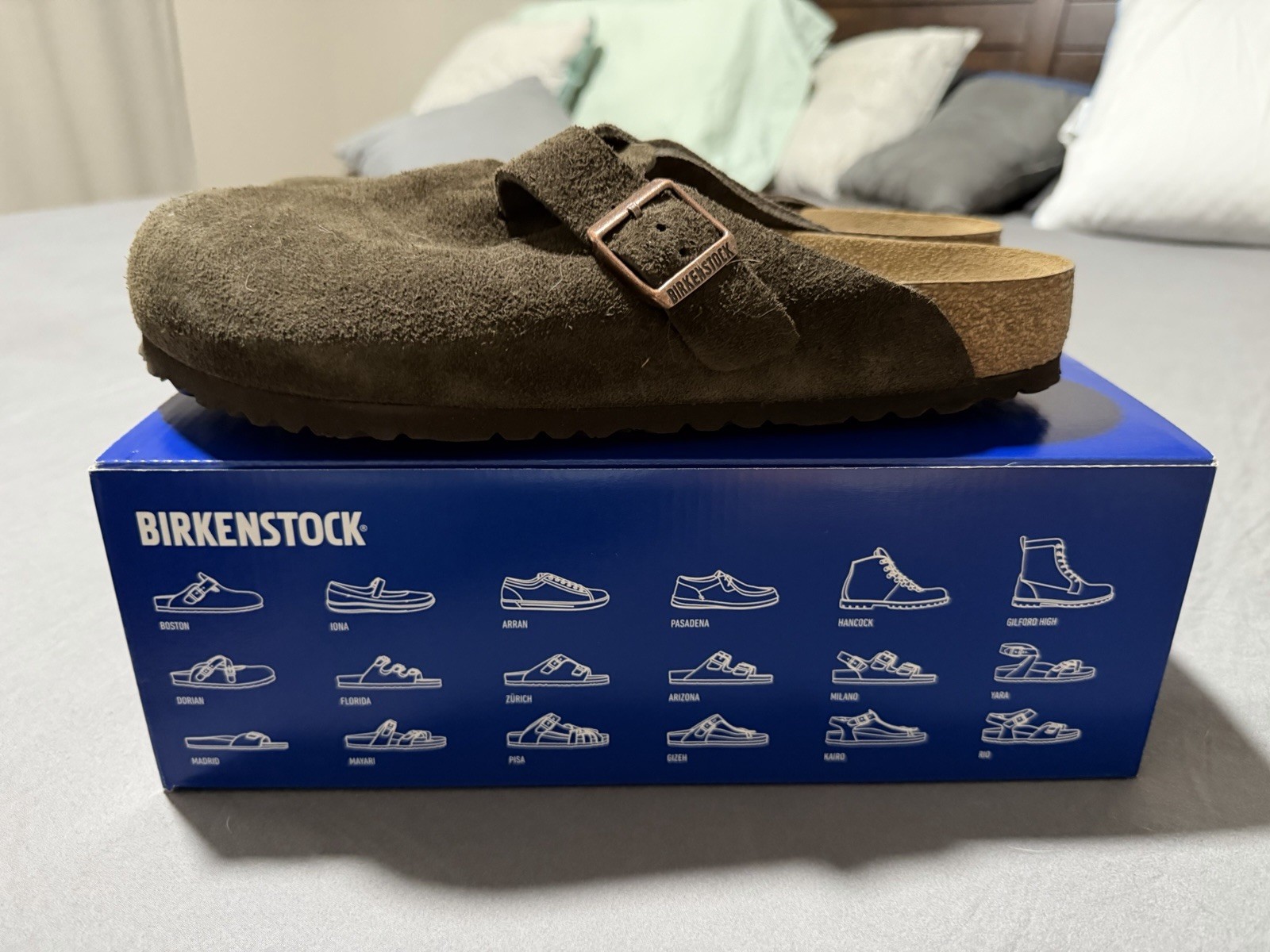 Birkenstock Boston BS Suede Slip-On Sandals Brown Soft Footbed Men’s Size 43
