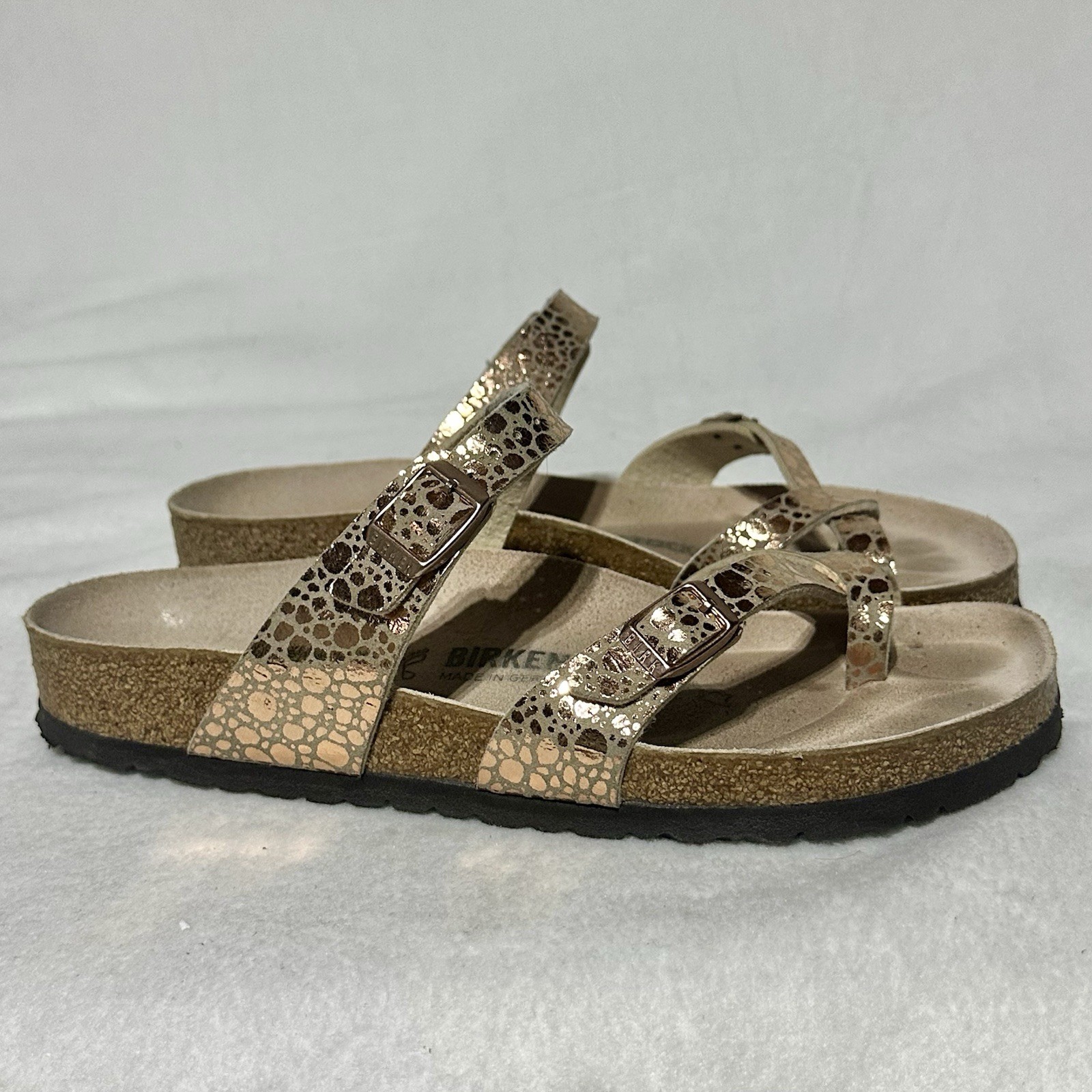 Birkenstock Mayari Womens 9 Birko-Flor Sandals Metallic Stones Copper Regular