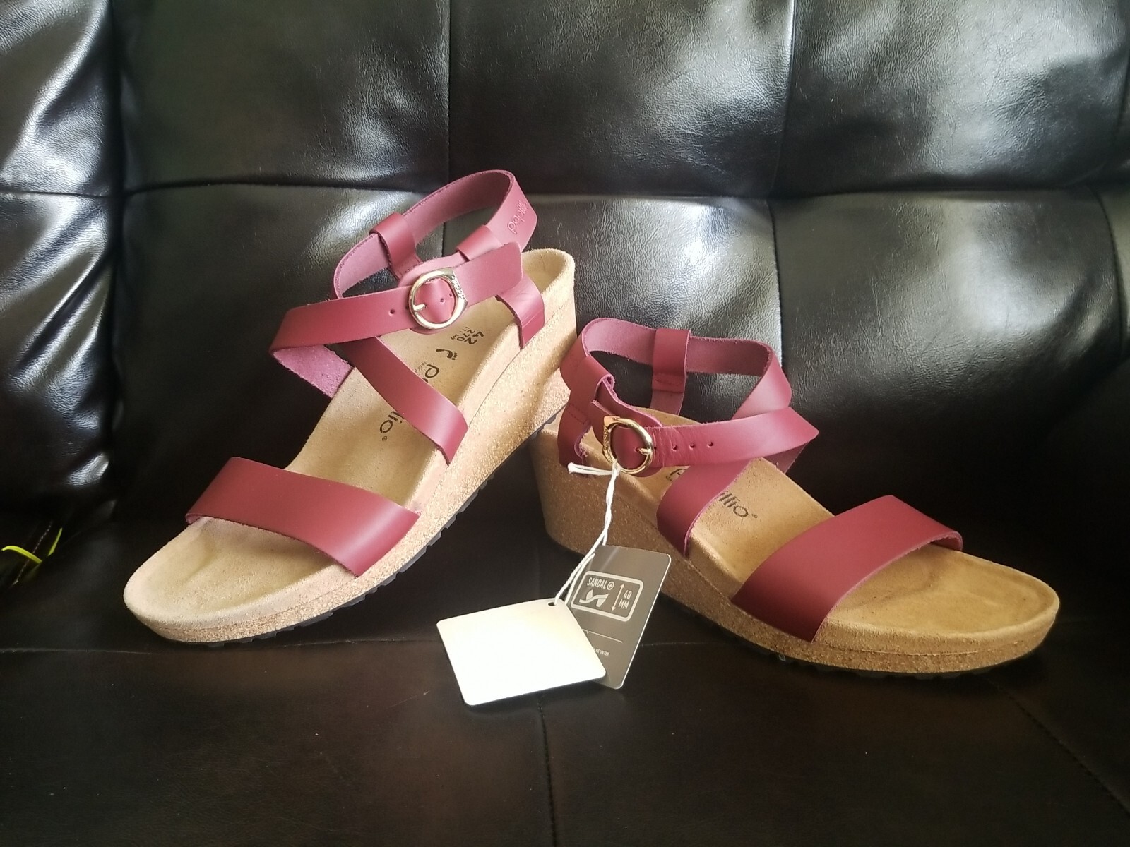 NWT BIRKENSTOCK Papillio Ring Buckle Leather Wedge Platform Heels Size 42 US 11