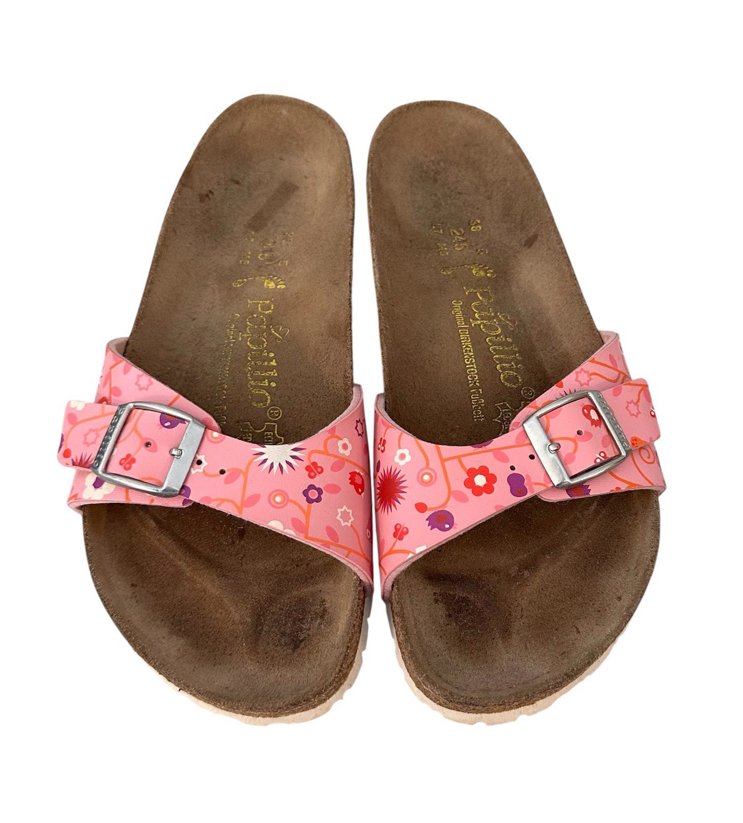 Birkenstock Papillio Womens Pink Floral Sandals Slides Comfort Support Sz 8