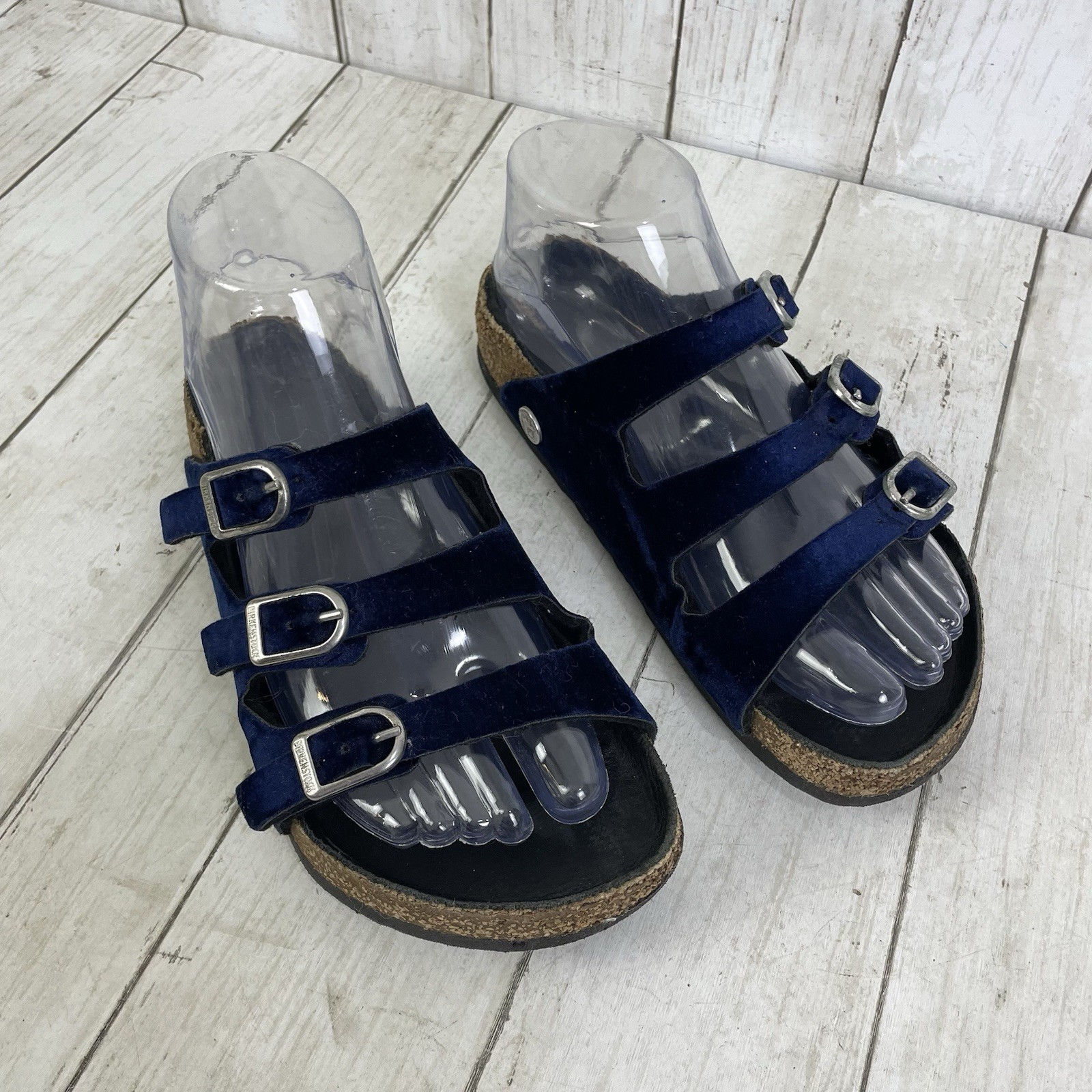 Birkenstock Florida Fresh Midnight Blue Velvet Sandals Size 35 / US 6