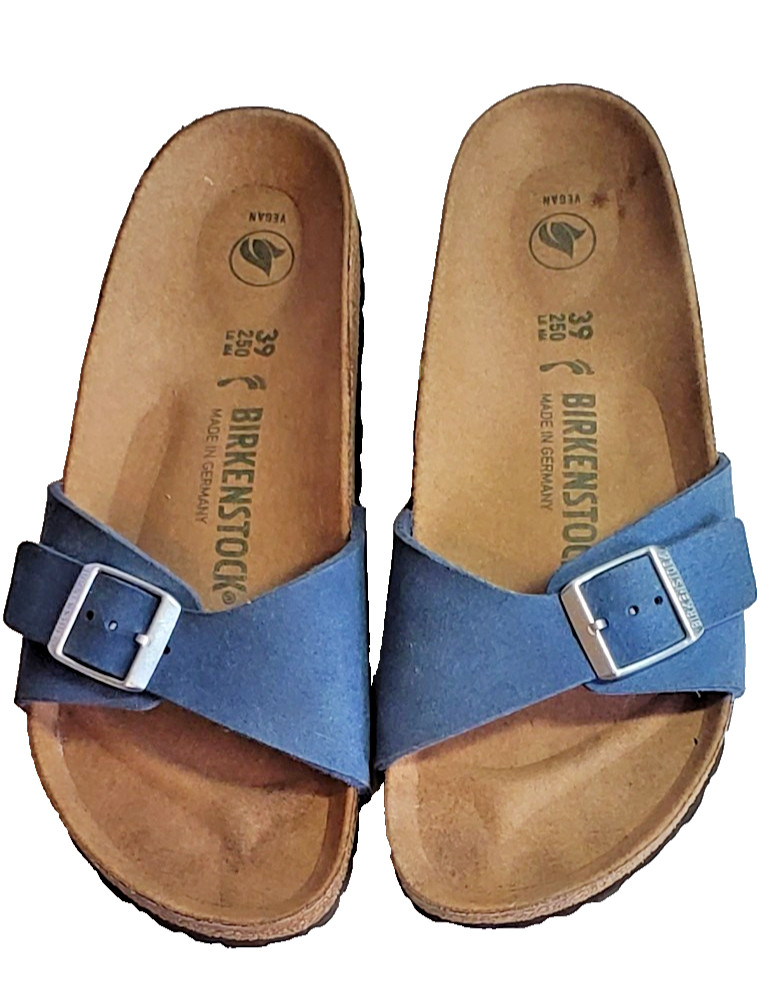 Birkenstock Womens Madrid Blue Sandals Vegan Size 39 US 8  Medium Narrow
