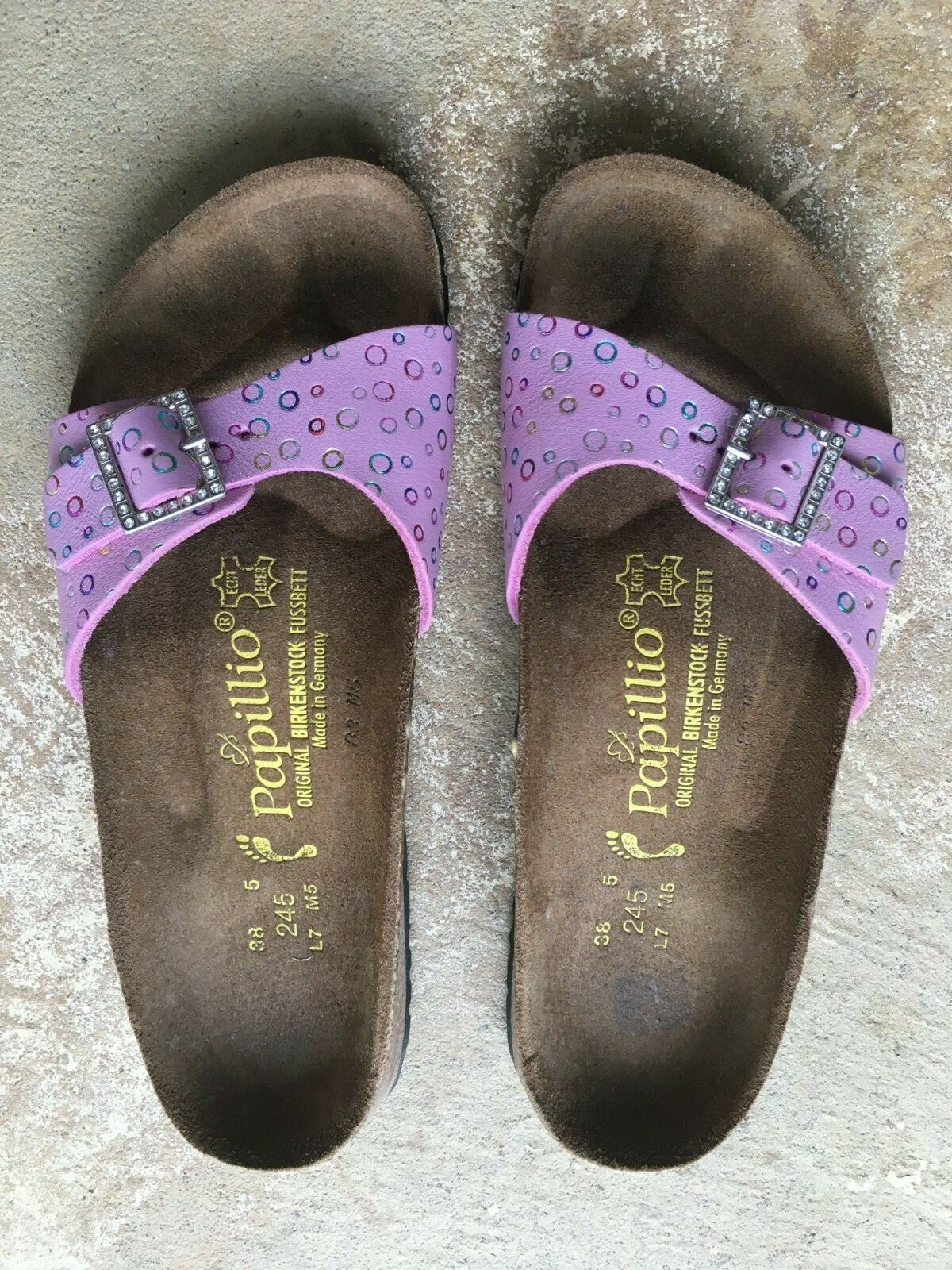 Birkenstock Papillio Single Strap Sandals Slides Size 38 7.5  Lilac Rare
