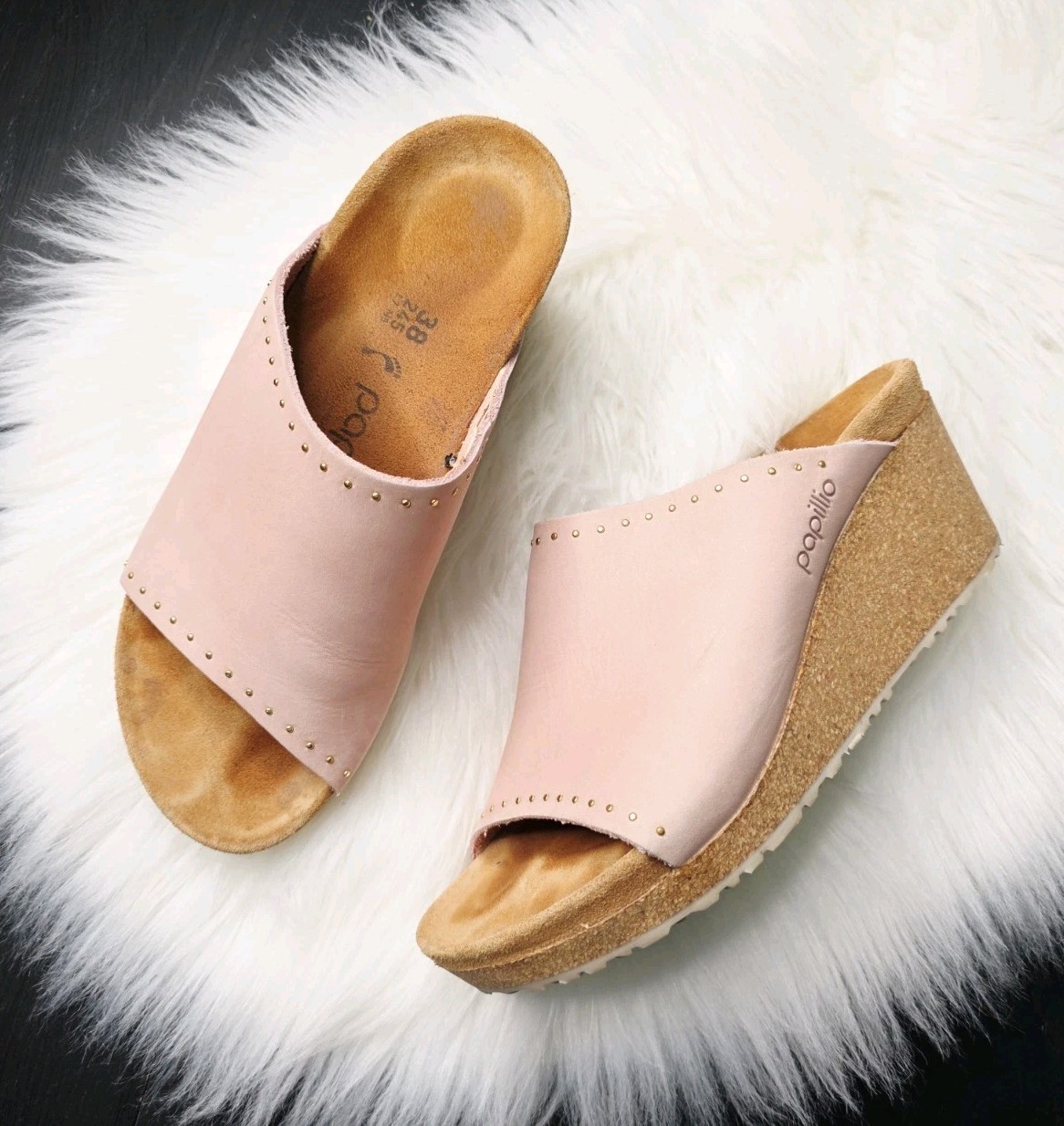Birkenstock Papillio Namica Pink Nubuck Leather Wedge Sandal Euro 38 Women’s 7