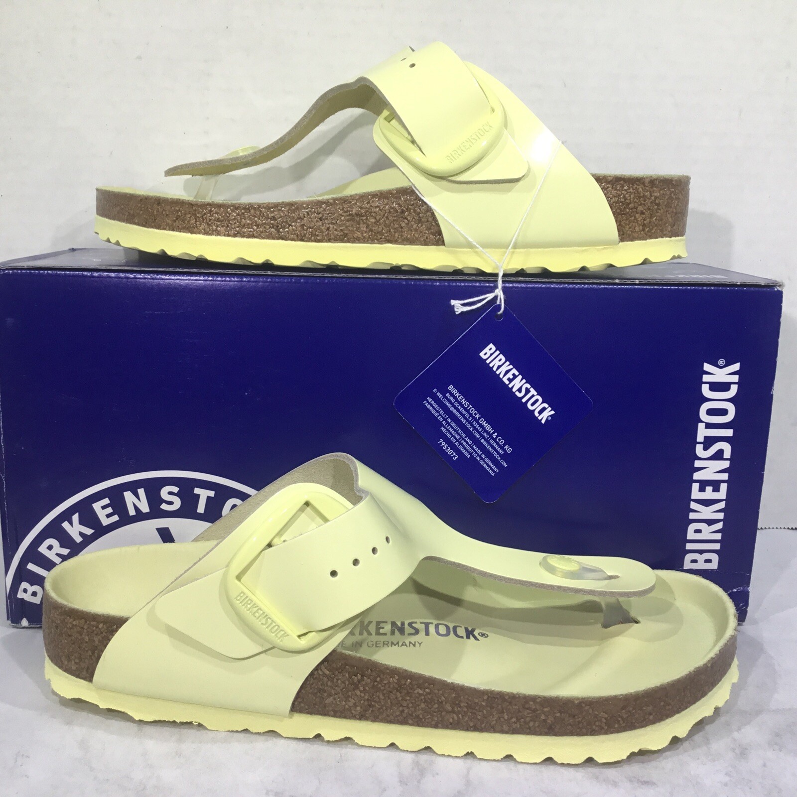 Birkenstock Womens Size 7 Gizeh Big Buckle Popcorn Leather Flip Flops Y23-1191