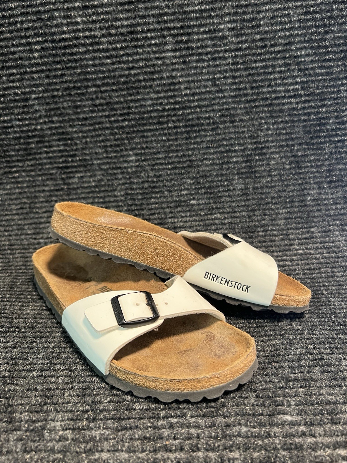 Birkenstock Madrid Size 38 White Plastic Strap Slide On Sandals Made In Germany