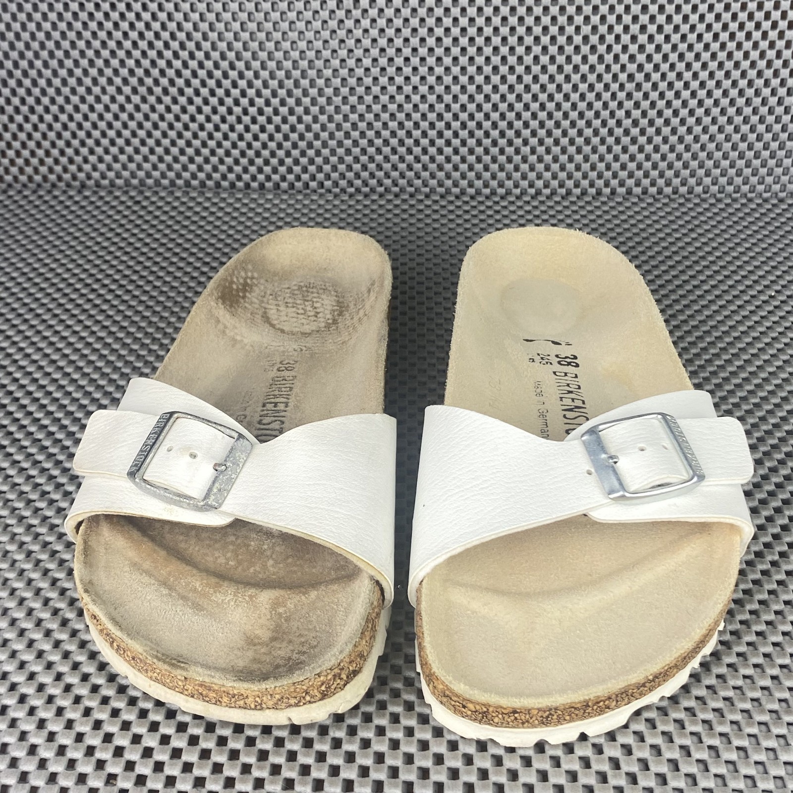 Birkenstock Madrid Sandals Adult 38 L7 M5 White Slide on Buckle Made in Germany