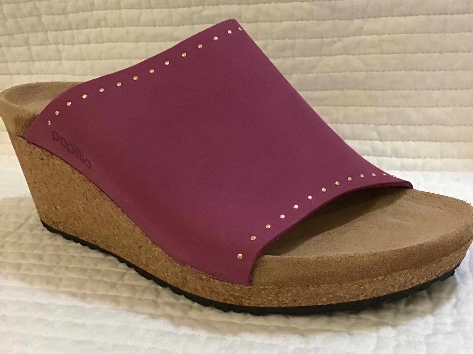 BIRKENSTOCK PAPILLIO NIB NAMICA RIVETS NUBUCK LEATHER DARK FUCHSIA PINK 39 L8N