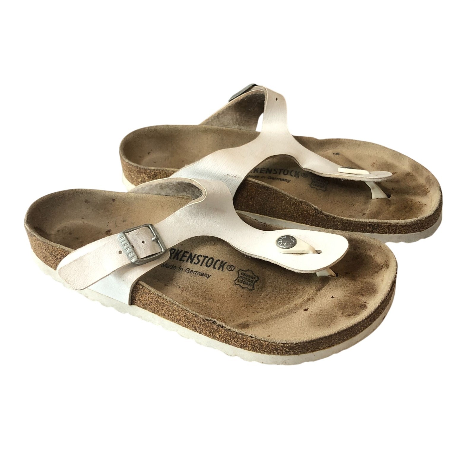 Birkenstock Gizeh Thong Sandals Birko Flor White 38 US Womens 7