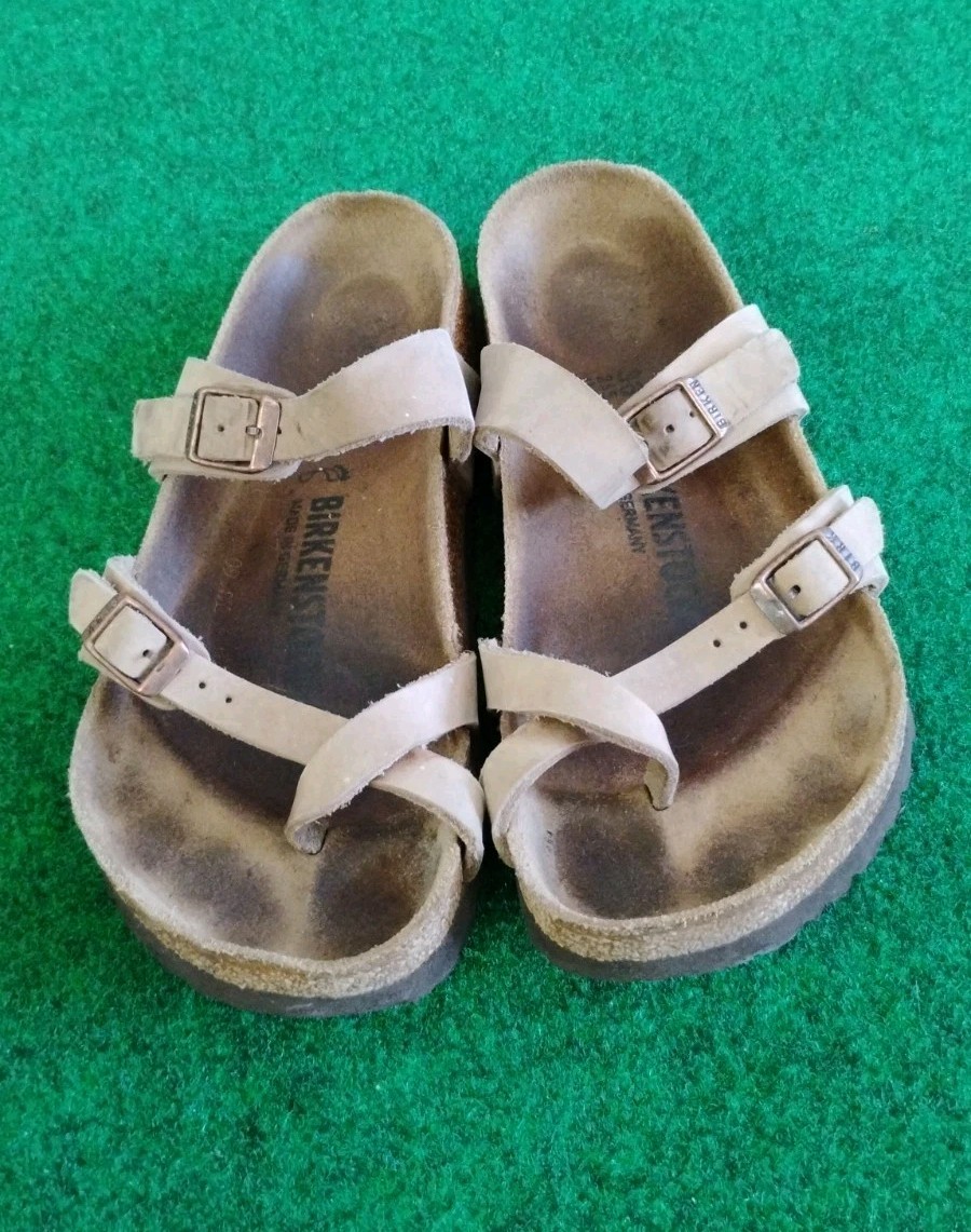 Birkenstock Mayari Tobacco Brown Oiled Leather Criss Cross Sandal Size Wmn 38/7