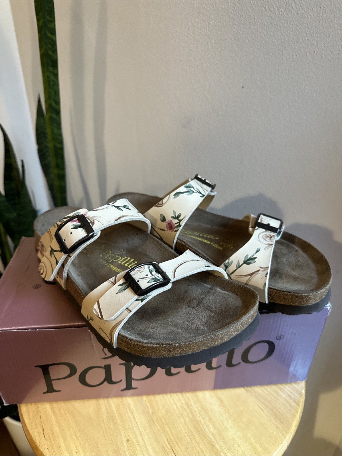 Birkenstock papillio 37 Sydney Floral Print Women’s Sandals Natural Cork