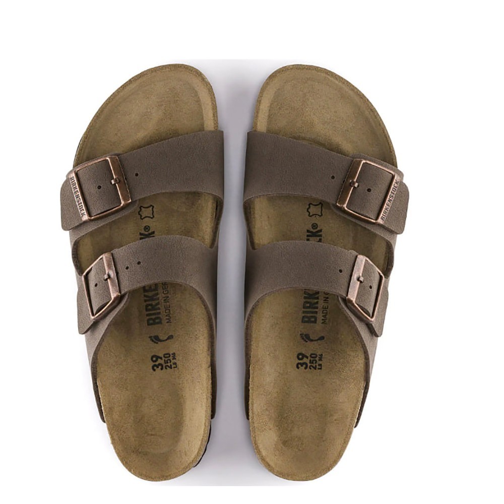 Birkenstock Arizona Unisex Mocha Birko-Flor Leather Comfort Sandals