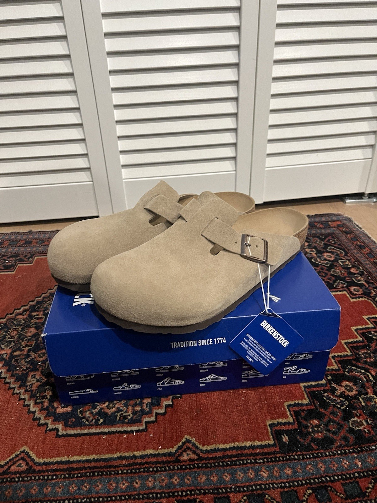 Birkenstock Boston Taupe Suede Leather Clog Size 44 (11) Men’s Germany NWT
