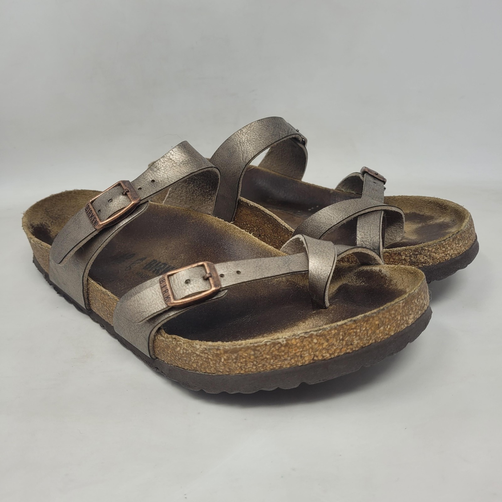 Birkenstock Mayari Sandals EU40 US9.5 Bronze Metallic Birko Flor Slip On Comfort