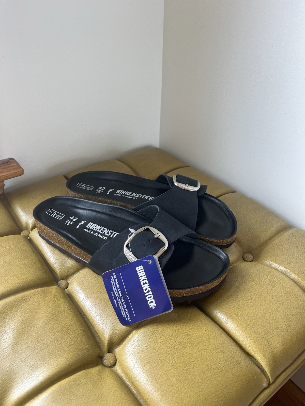 Birkenstock Madrid Big Buckle Natural Leather Black Women’s Size 42 US 11-11.5