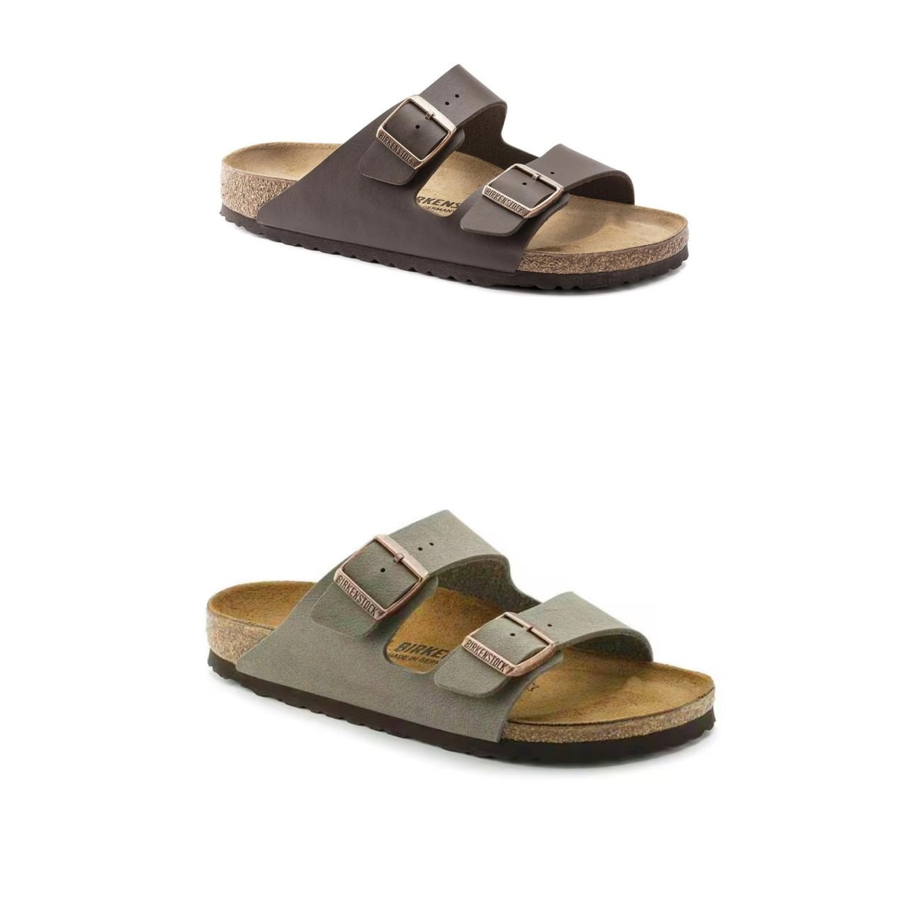 Birkenstock Arizona Birkibuc-Birko-Flor Casual Sandals Mocha/Stone All Size New