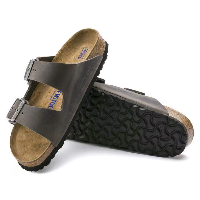 Birkenstock Arizona Iron Oiled Leather Soft Footbed Sandals Size EU 37-45 Unisex