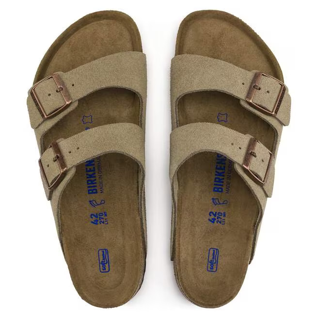 NEW W/BOX! Birkenstock Arizona Suede Leather Soft Footbed Sandals Women’s Taupe