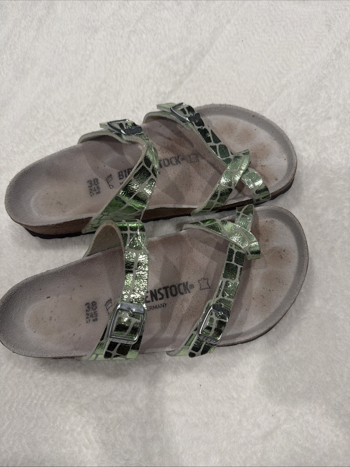Birkenstock Mayari Sandals EU 38 Mineral Gator Gleam