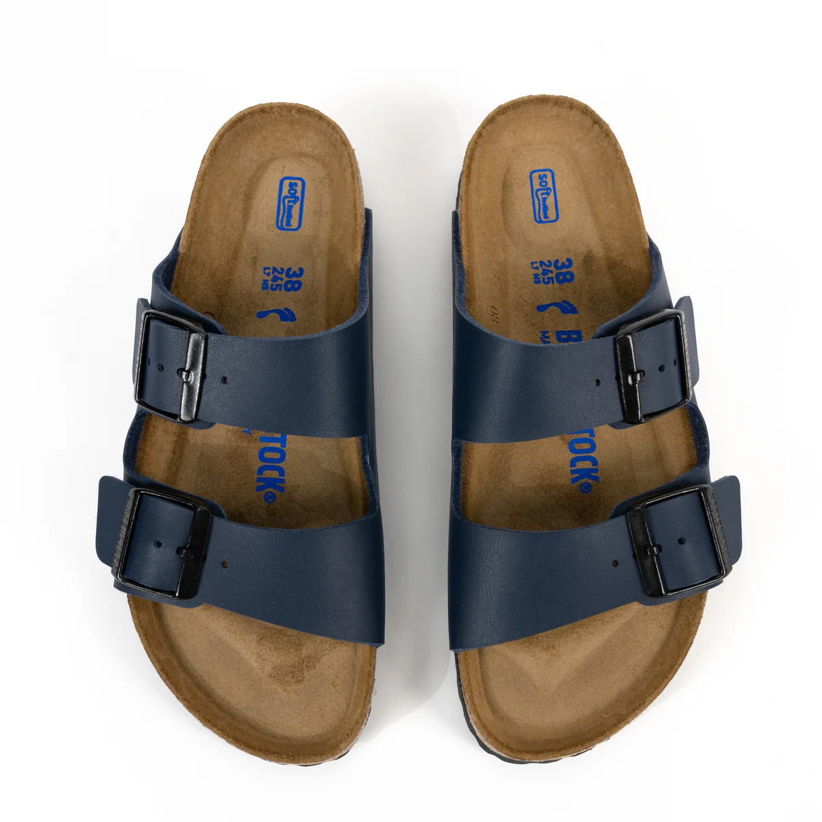 Birkenstock Arizona Blue Sandals Birko-Flor Soft Footbed Unisex Shoes New w/ Box
