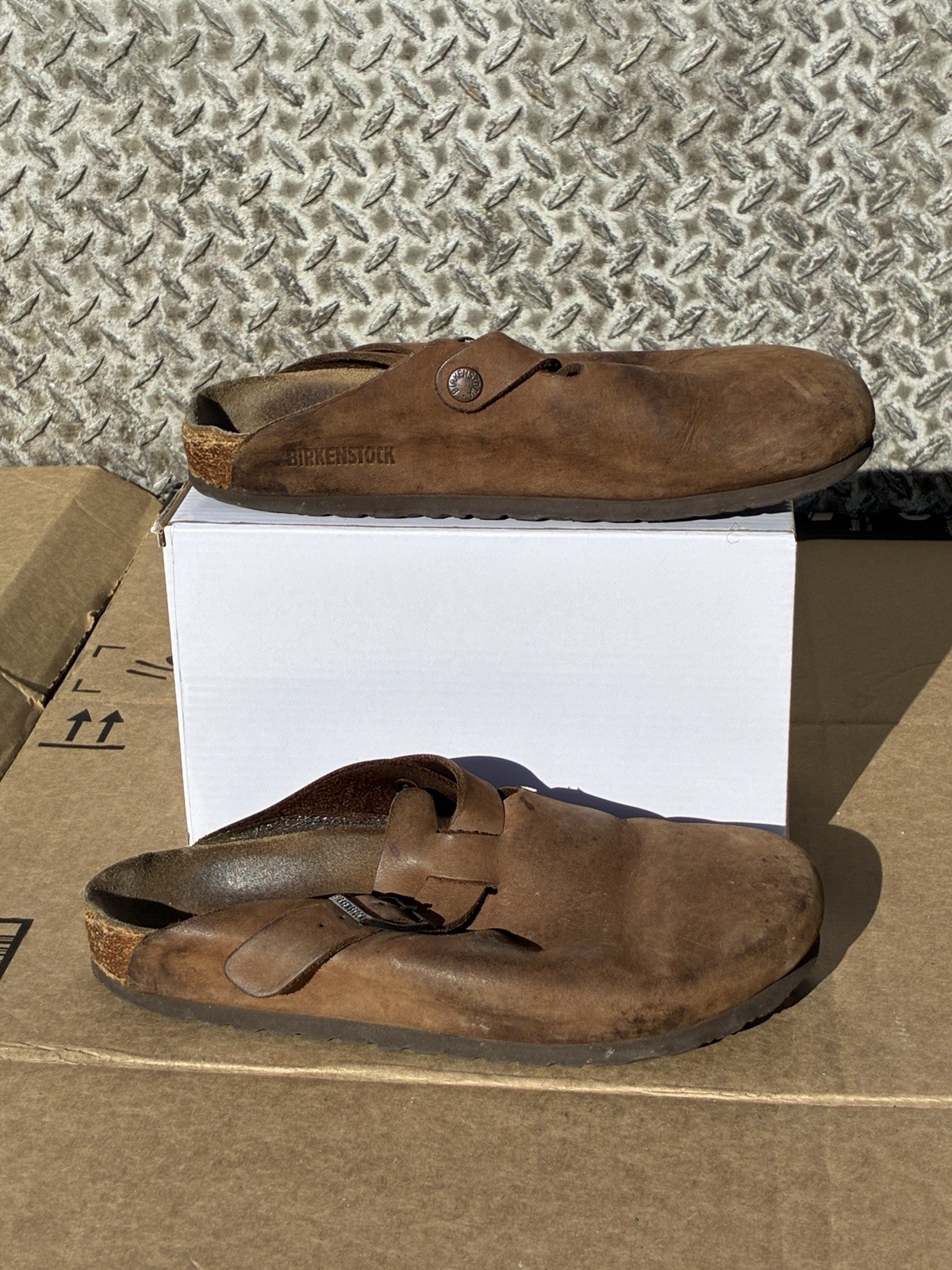 BIRKENSTOCK Boston Brown Leather Clogs Slip-on Shoes Sandals Women’s Sz 8 EU 39