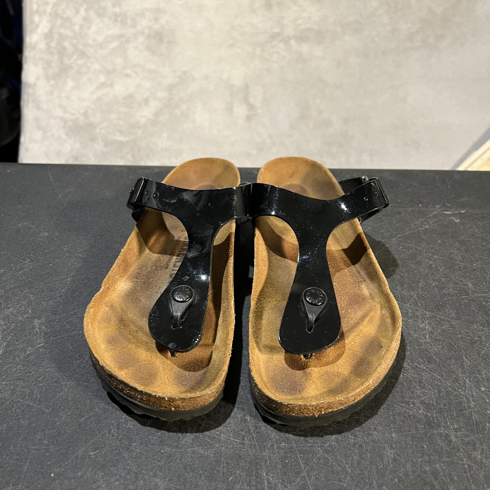 Birkenstock Gizeh Shoes Womens 6 Black Sandals Thong Cork Footbed Germany