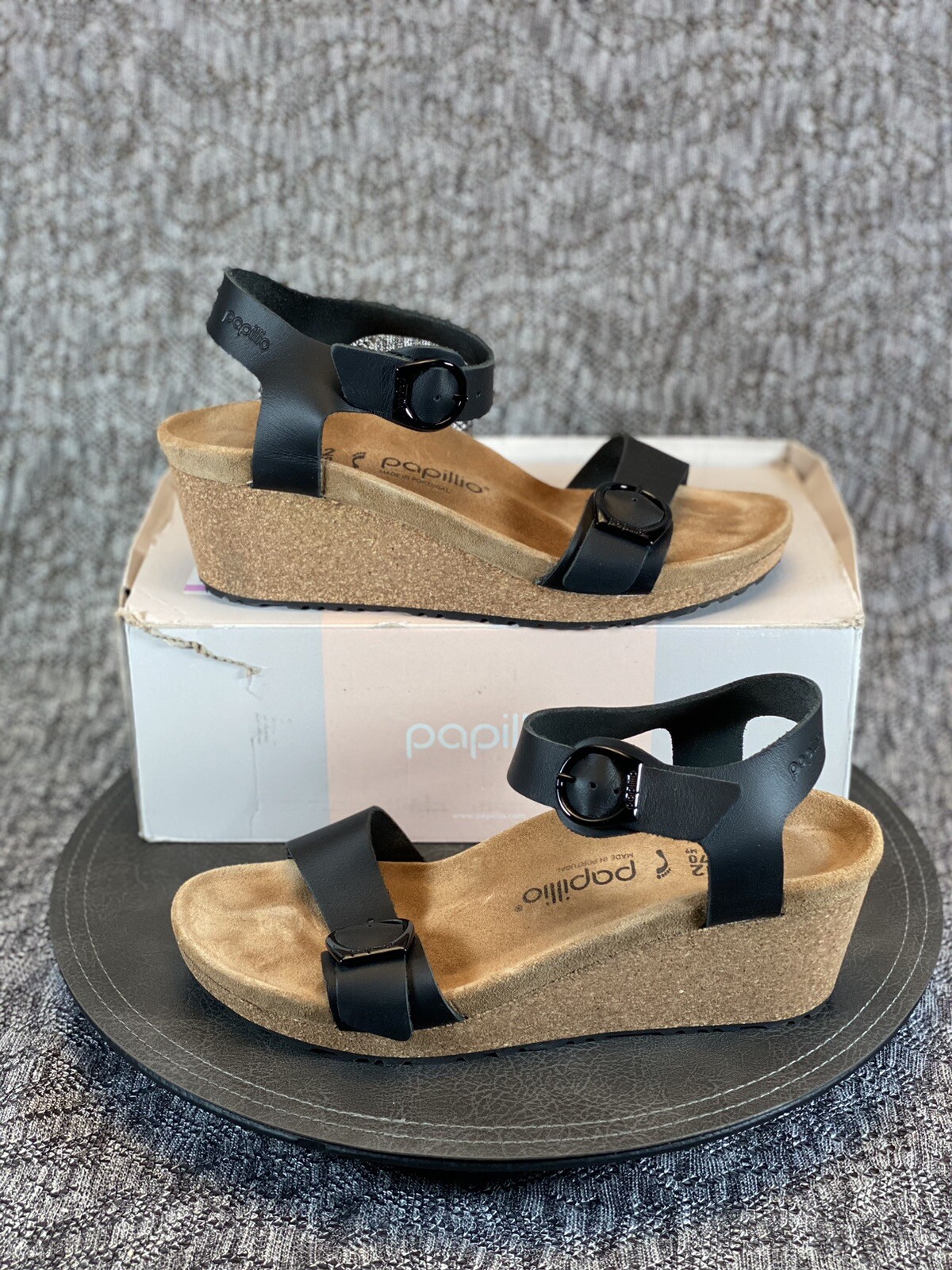 Birkenstock Papillio Soley Ring Buckle Wedge Size 42 /  11 Black Sandal