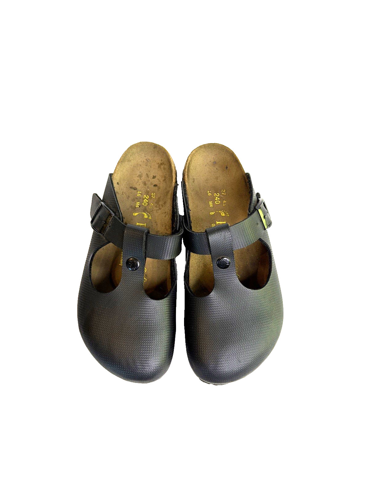 Birkenstock Papillio Boston Black Leather Slip On Shoes Clogs Women Size 6