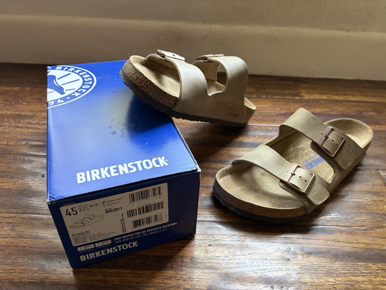 Birkenstock Unisex Arizona Soft Footbed Leather Sandals Tabacco Brown
