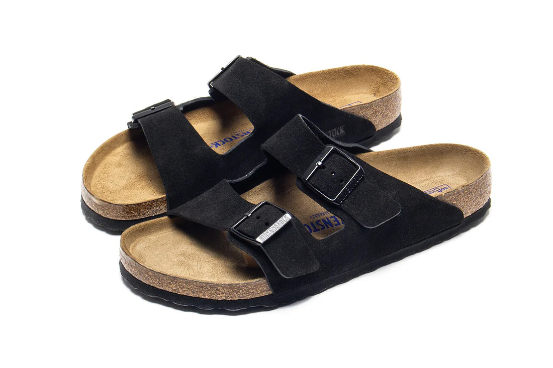 Birkenstock Arizona Soft Footbed Sandals Black Suede Leather Shoes Size 37-45