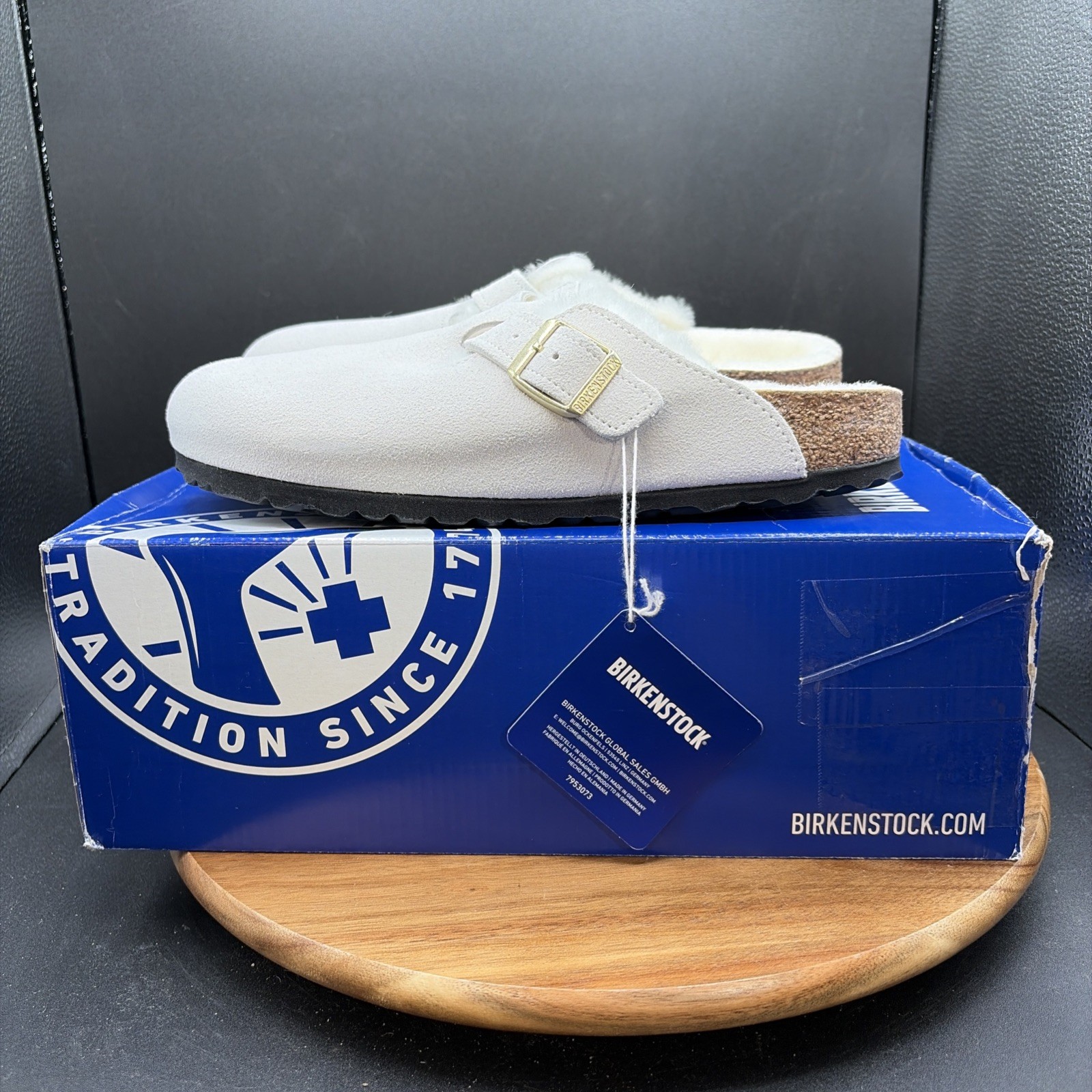 Birkenstock Boston VL Shearling Womens Size 9 Narrow Clogs Antique White Suede