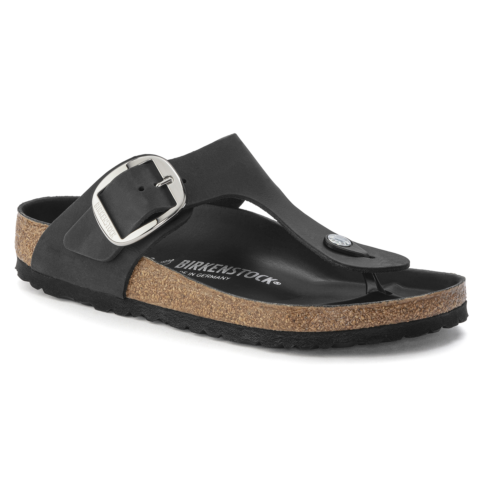 BIRKENSTOCK Gizeh Big Buckle Oiled Leather Sandals Black New