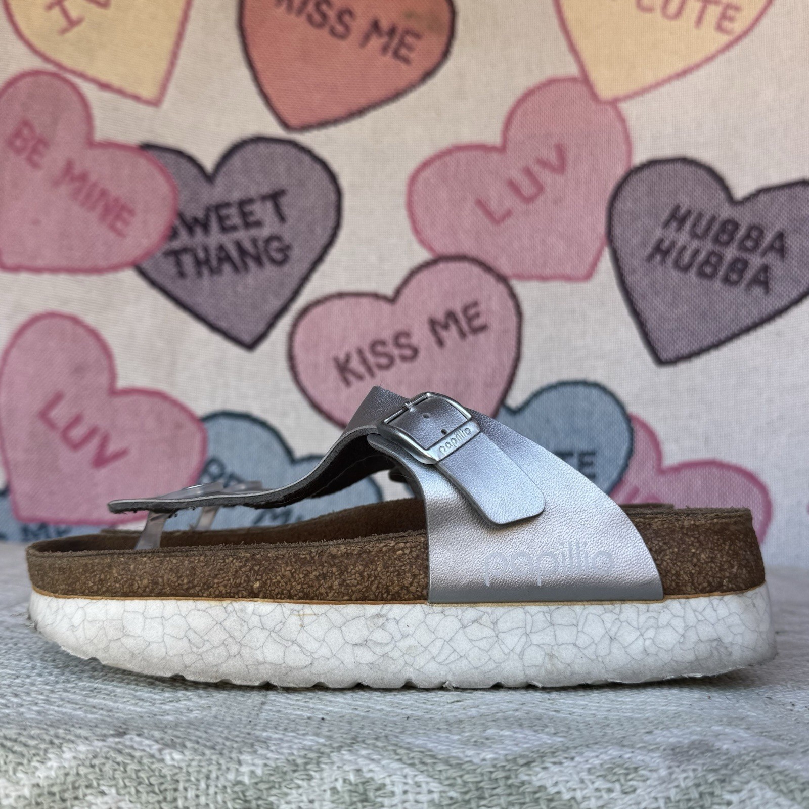 Size 37/L6 – Birkenstock Papillio Gizeh Platform Platinum Sandal Women