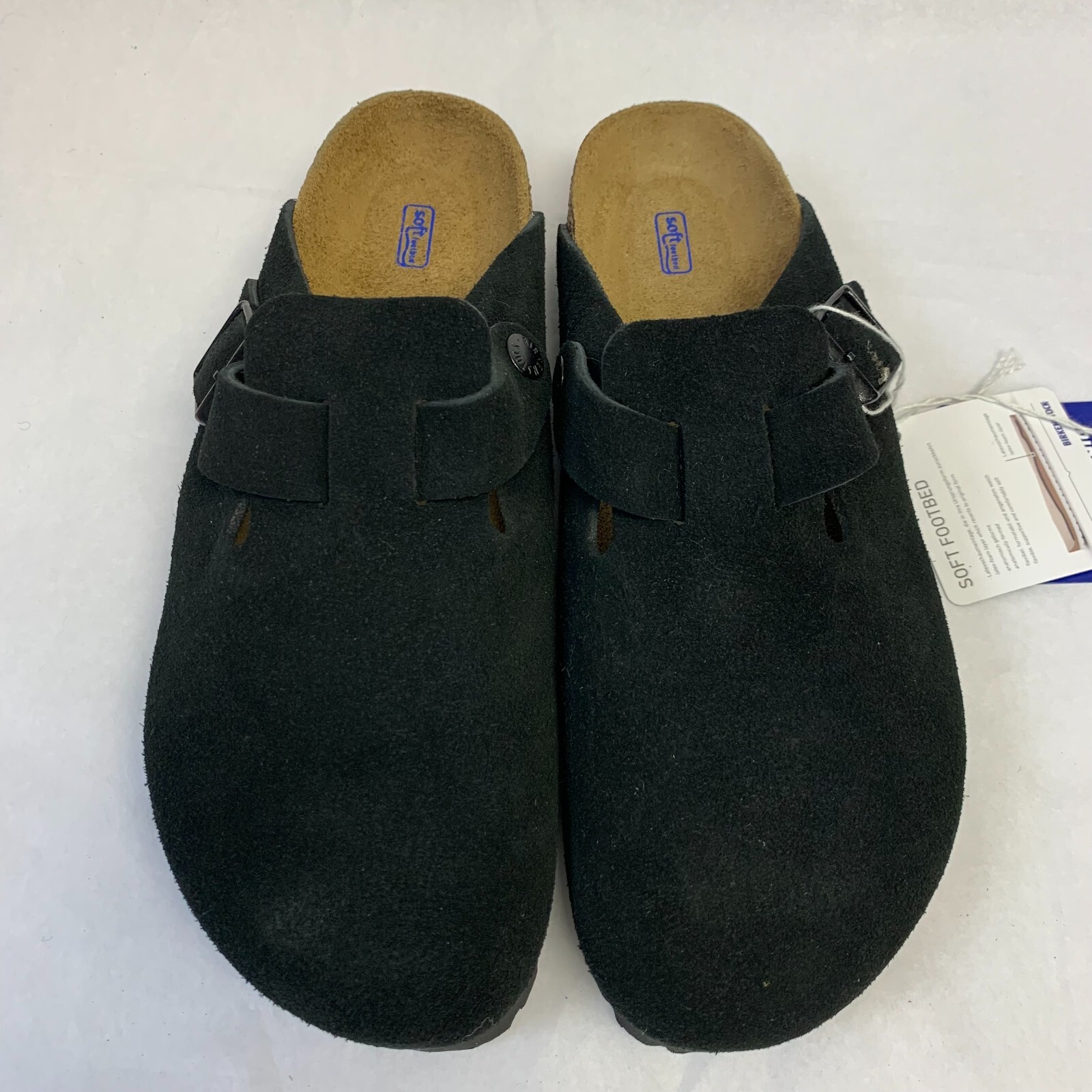 Birkenstock New w/ Box Boston Black Suede Soft Footbed Narrow –  Select Size