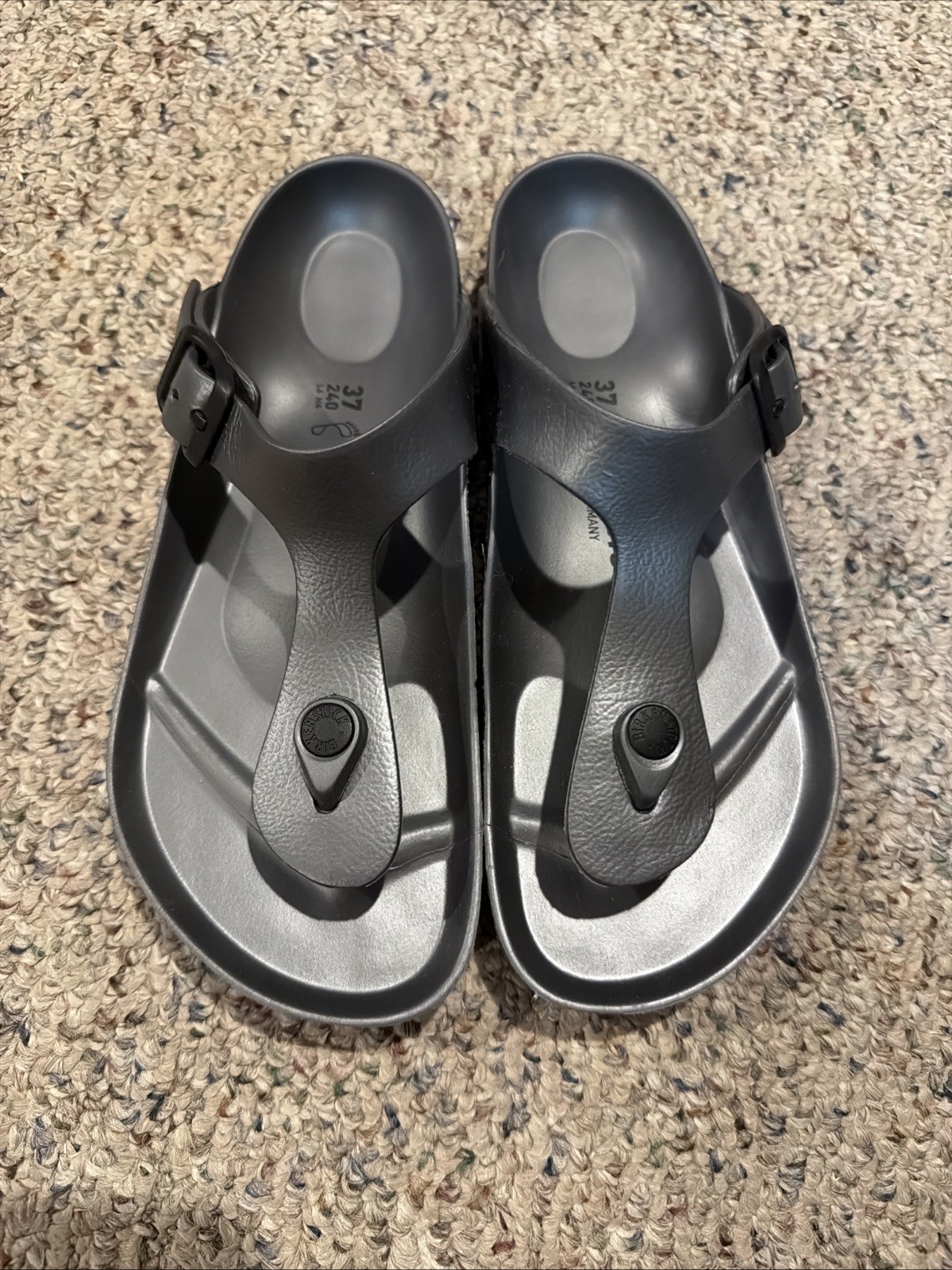Birkenstock Gizeh EVA Sandals Womens Metallic Anthracite Size: 37