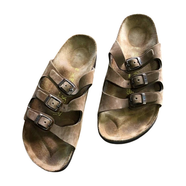Birkenstock Florida Sandals Womens 7 EU 38 Soft Footbed Brown Birko-Flor Slide