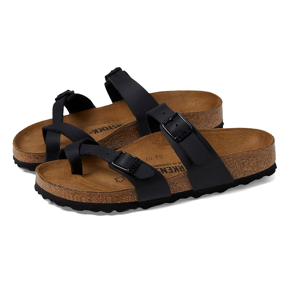 Birkenstock Mayari Black Classic Birko-Flor Cork Two-Strap Sandals Women’s Shoes