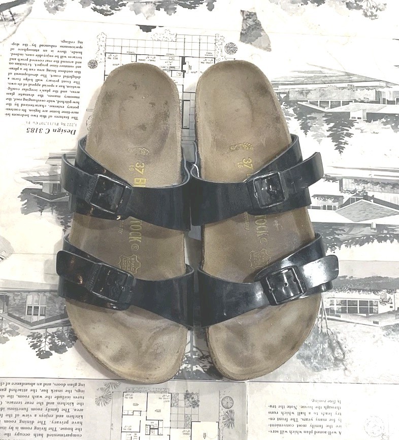 Birkenstock Papillio Womens Size 37 6-6.5 Black Patent Leather Sandals