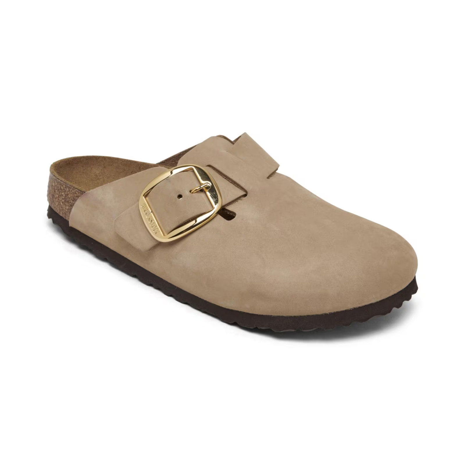 Women’s Birkenstock Boston Big Buckle Nubuck Leather Clogs Beige
