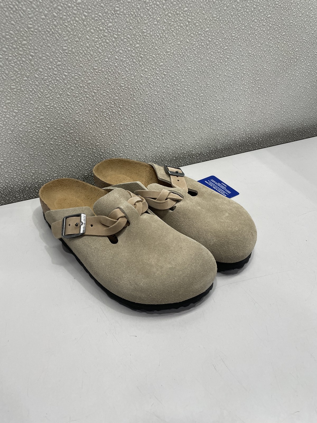 Birkenstock Boston Braided Suede Leather Clog Unisex W5, M3 In Taupe