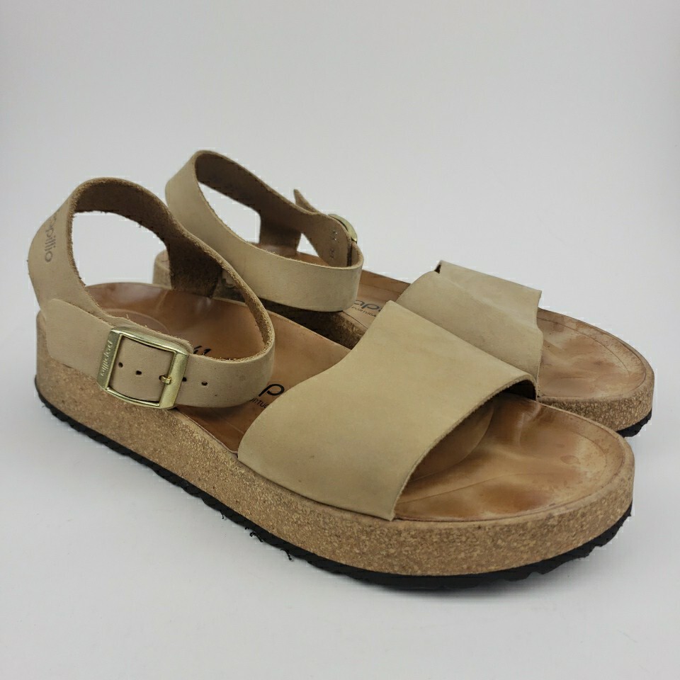 Birkenstock Papillio Glenda Leather Wedge Sandal Sandcastle US Sz 10 / EU 41