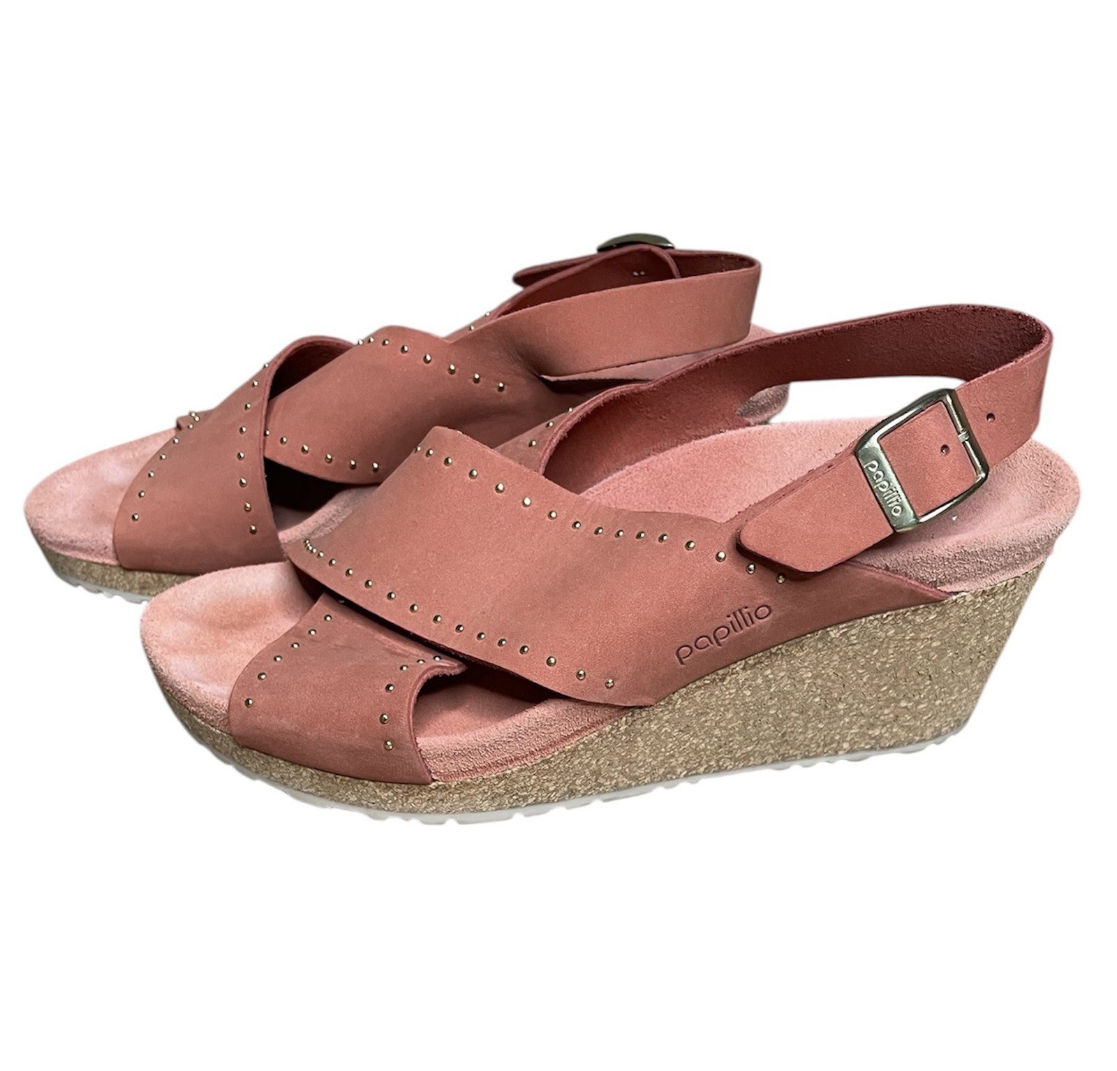Birkenstock Papillio Samira Rivets Sandal Size 38 / US 7 Wedge Heel Earth Red