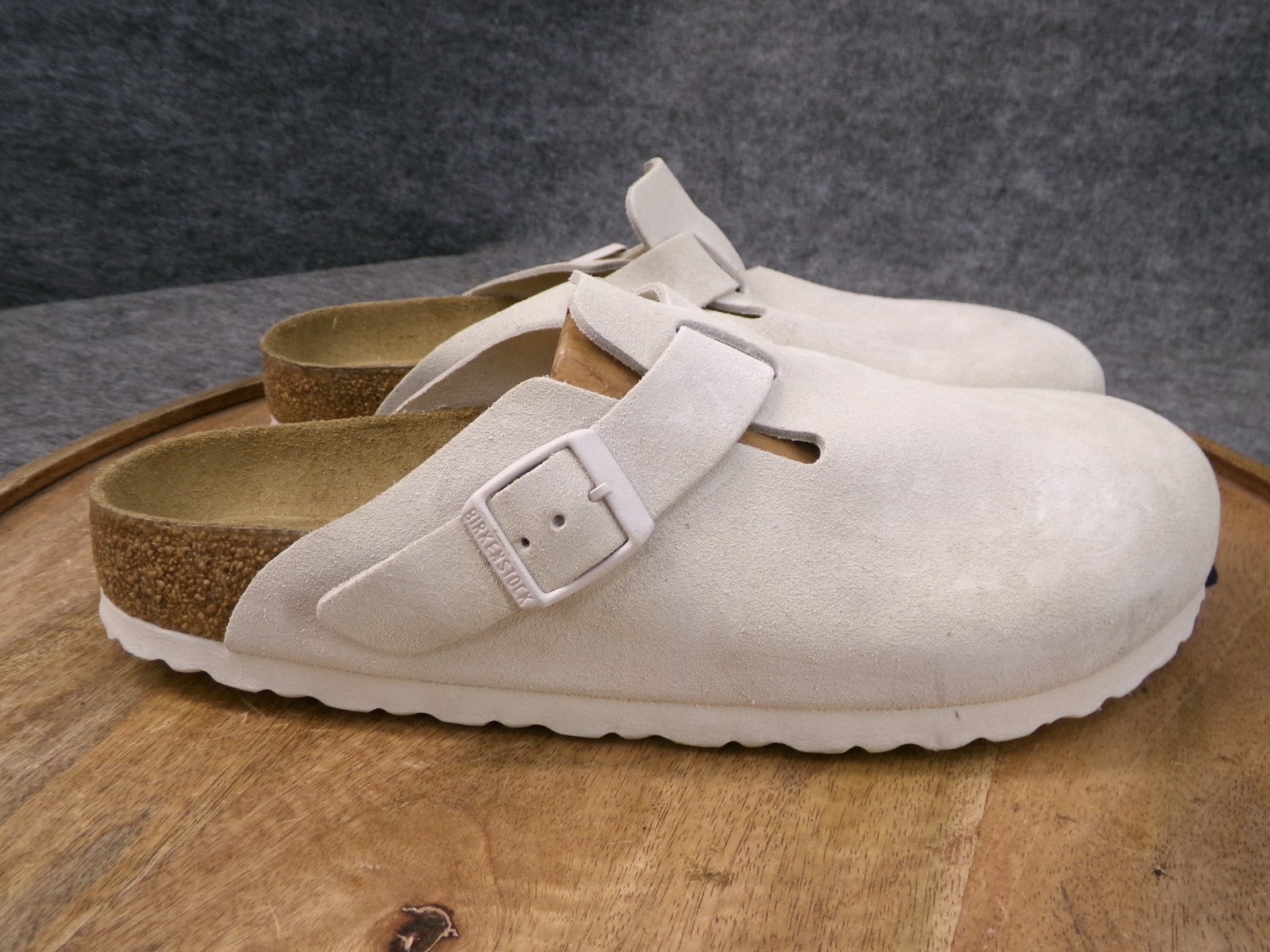 Birkenstock Boston Bs Antique White Suede Clog Soft FB Size 40 US 9 Narrow
