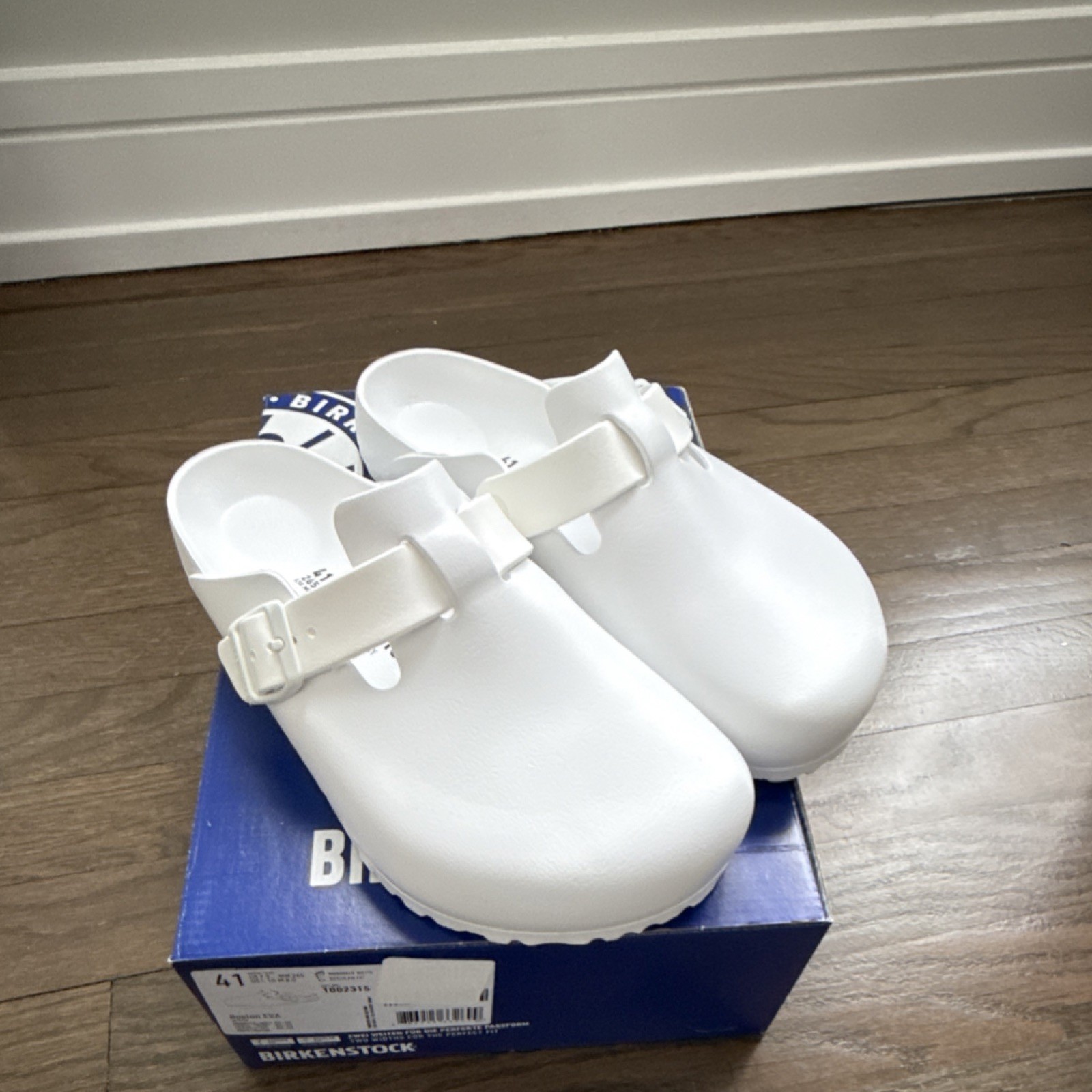Birkenstock Boston EVA White Slip-On Clog Sandals Adjustable Strap EU 41