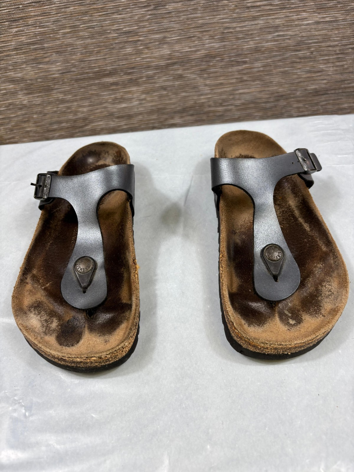 Birkenstock Gizeh Leather Thong Flip Flops Sandals Split Toe 37 L6 M5 Brown