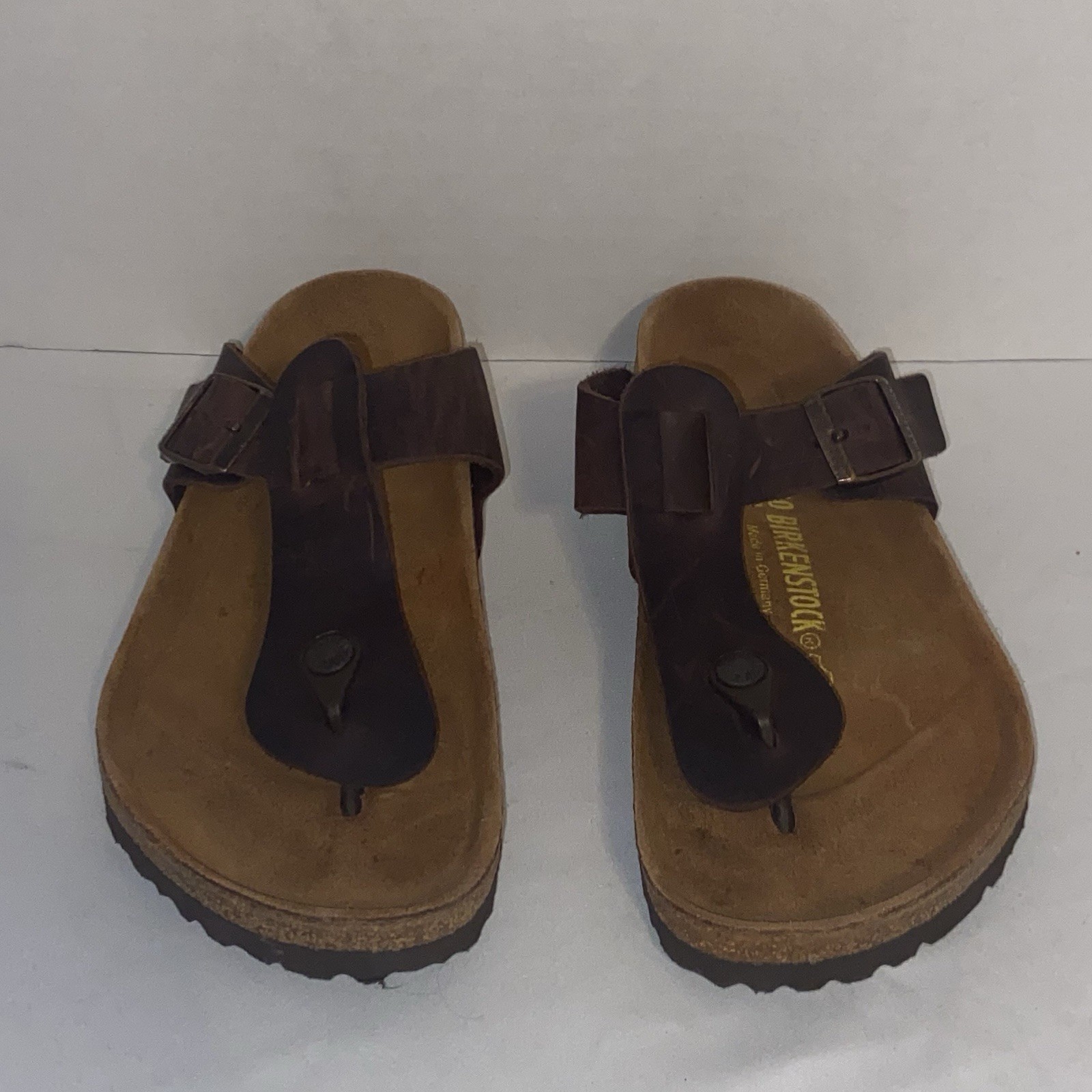 Birkenstock Gizeh Brown Leather Thong Sandals EU 40 US 9 Comfort Footbed
