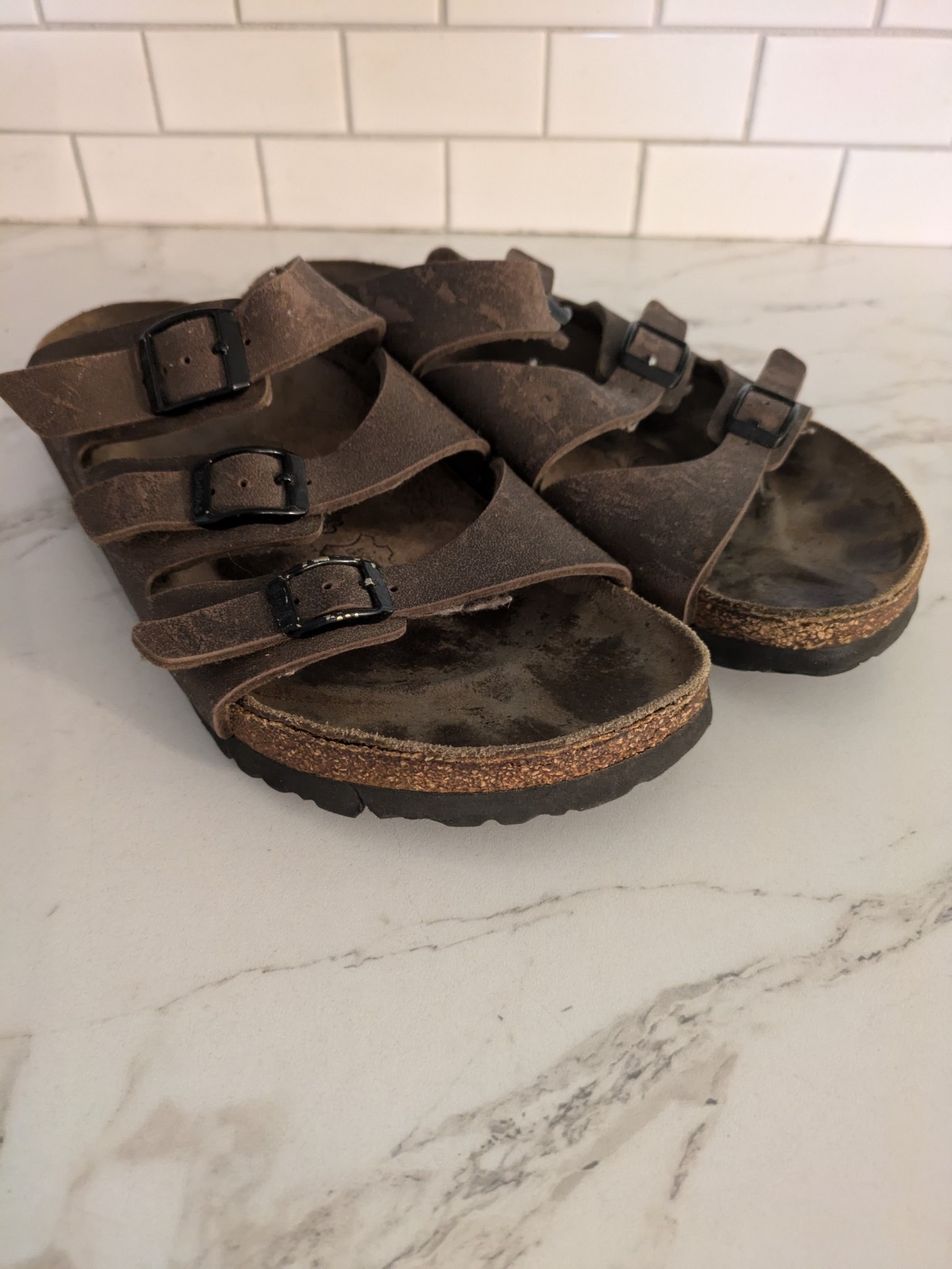 Birkenstock FLORIDA Brown Birko Flor Slides SOFT FOOTBED Leather Sandals L9