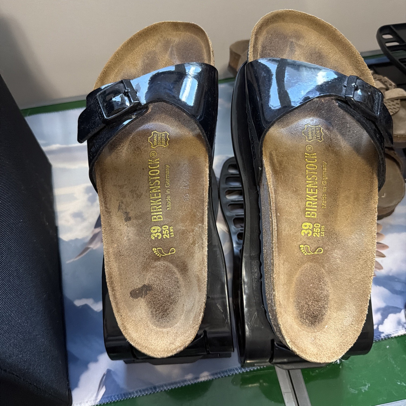 Birkenstock Madrid Sandals Black Patent Leather Women’s 39 US Size 8.5