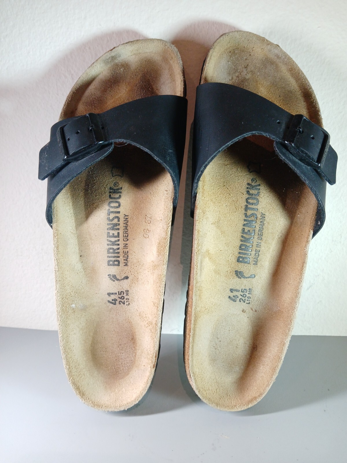 Birkenstock Women Madrid Sandals Flats Slides Black Leather sz 10 EU 41